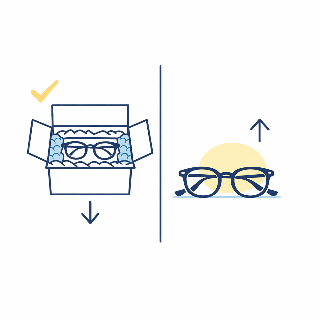 One pair is packed for shipping while a backup pair stays available for daily wear.