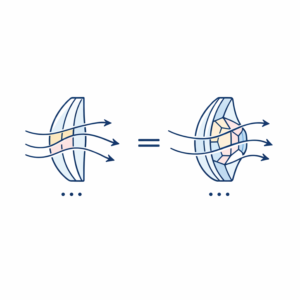Two modern lens material diagrams use airflow lines to show breathability without declaring a winner.