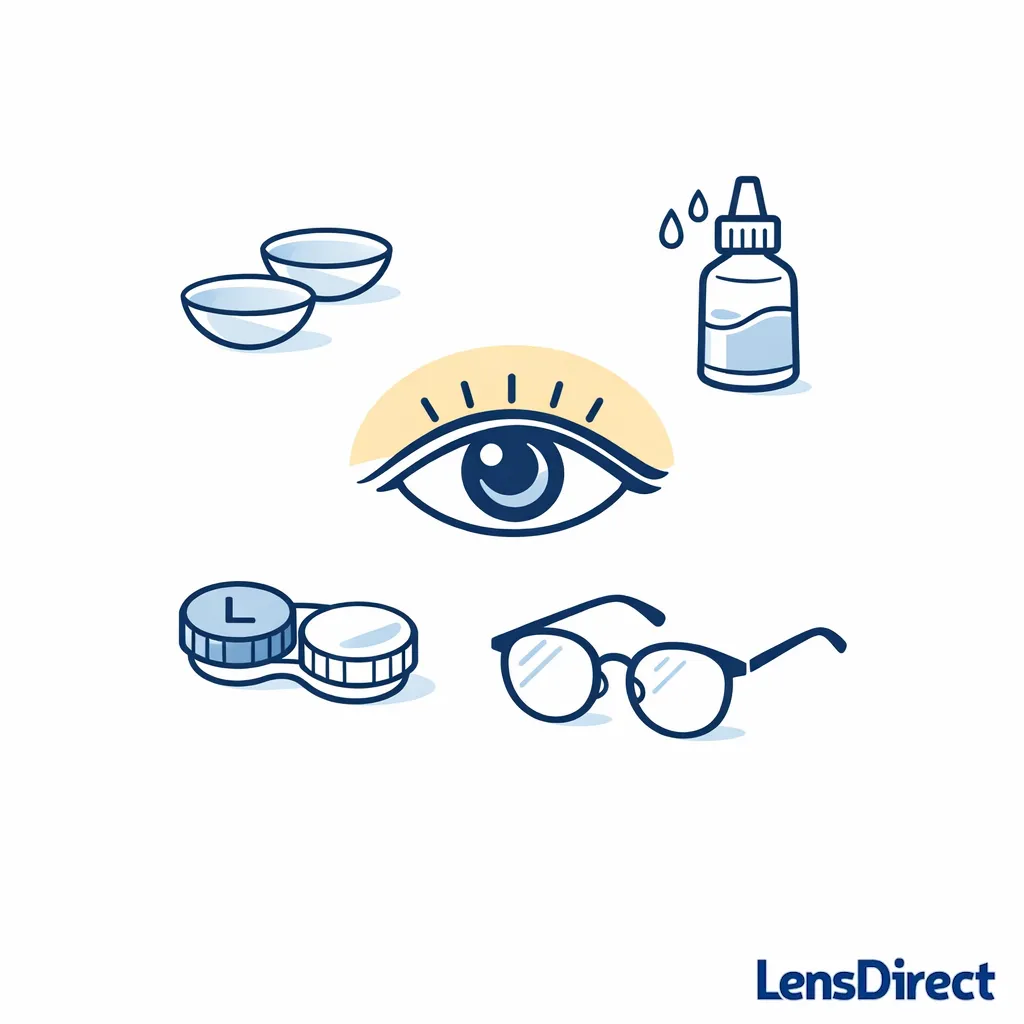Contacts, glasses, and lubricating drops appear as simple tools that may improve everyday eye comfort.