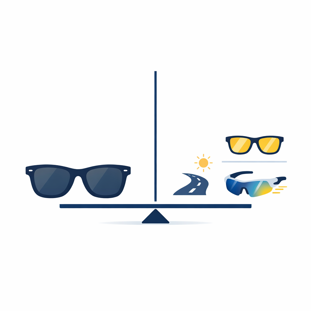 Simple comparison shows a versatile single pair versus two specialized sunglasses options.