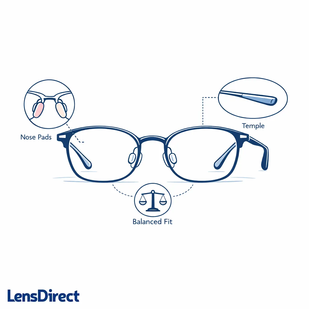 A lightweight frame with soft contact points highlights stability and all-day comfort.