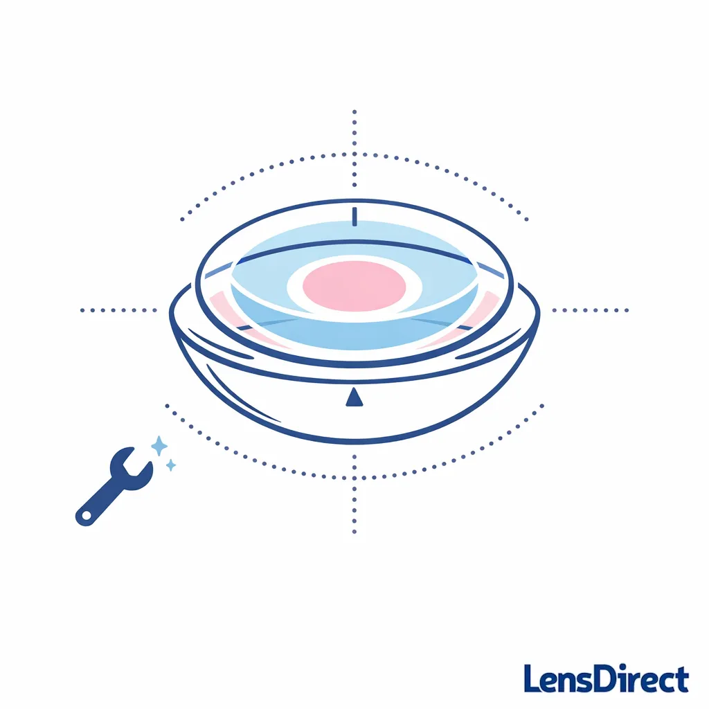 A lens orientation diagram shows added fitting complexity for presbyopia with astigmatism.